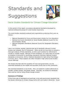 Social Studies Standards and Suggestions for Climate