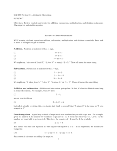 MA 0090 Section 01 - Arithmetic Operations 01/23/2017 Objectives