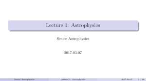 Lecture 1: Astrophysics