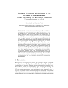 Producer Biases and Kin Selection in the Evolution of - PUMA