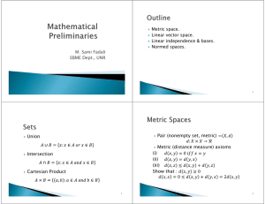 Union Intersection Cartesian Product Pair (nonempty set, metric