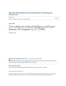 Tort Liability for Artificial Intelligence and Expert Systems, 10