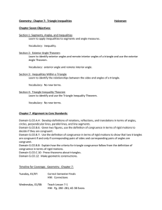 Geometry: Chapter 7: Triangle Inequalities Halvorsen Chapter