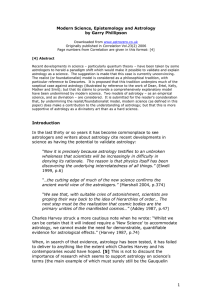 1 Modern Science, Epistemology and Astrology by Garry Phillipson