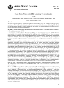 Short-Term Memory in EFL Listening Comprehension