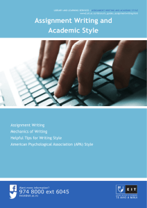 Assignment Writing and Academic Style