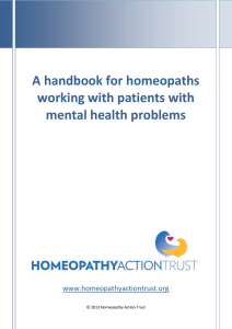 A handbook for homeopaths working with patients with mental