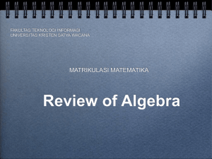 Review of Algebra