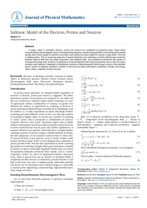 Solitonic Model of the Electron, Proton and Neutron
