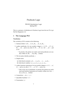 Predicate logic definitions