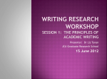 Writing Research TTH workshop first session_June 2012