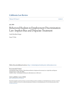 Behavioral Realism in Employment Discrimination Law: Implicit Bias