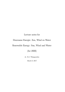 Lecture notes for Duurzame Energie: Zon, Wind en Water
