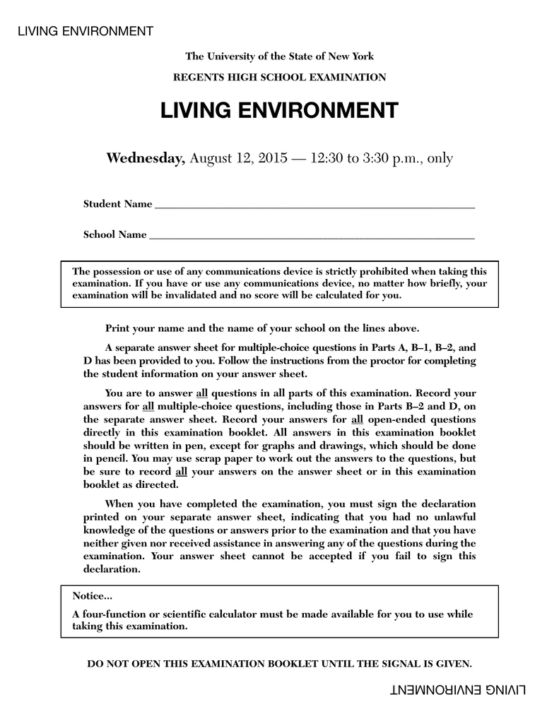 Living Environment Regents Conversion Chart 2015