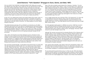 Jared Diamond, “Yali`s Question” (Prologue to Guns