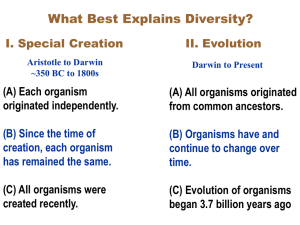 (B) Organisms have and continue to change over time. (C) Evolution