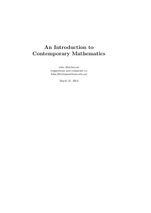 An Introduction to Contemporary Mathematics