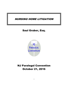 Nursing Home Litigation - The New Jersey Paralegal Convention