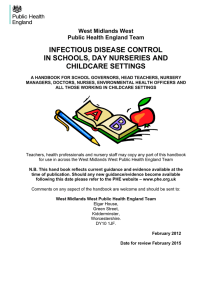 infectious disease control in schools, day nurseries and