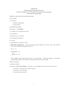 COMP 356 Programming Language Structures Notes for Chapter 15