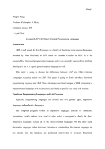 Comparing LISP and object-oriented programming languages in