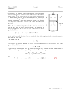 Physics 2212 GH Quiz #4 Solutions Spring 2016 I. (18 points) A bar