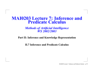 MAI0203 Lecture 7: Inference and Predicate Calculus