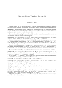 Piecewise Linear Topology (Lecture 2)