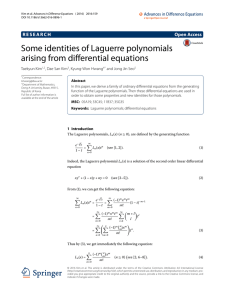Some identities of Laguerre polynomials arising from differential