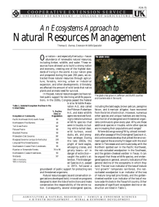 For-75: An Ecosystem Approach to natural Resources Management