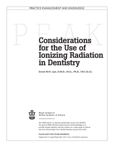Considerations for the Use of Ionizing Radiation in Dentistry