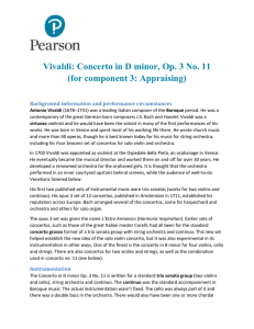Vivaldi: Concerto in D minor, Op. 3 No. 11 (for component 3