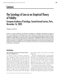 Lecture The Sociology of Law as an Empirical
