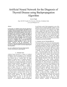 Artificial Neural Network for the Diagnosis of Thyroid Disease using