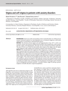 Stigma and self-stigma in patients with anxiety disorders