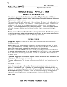 1994 AAPT/Metrologic Physics Bowl Exam