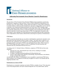 Addressing Post-traumatic Stress Disorder Caused by Homelessness