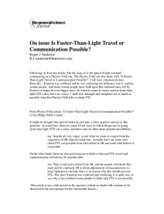 On issue Is Faster-Than-Light Travel or Communication Possible?
