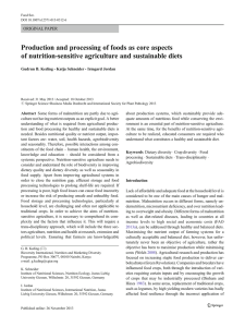 Production and processing of foods as core aspects of nutrition