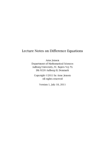 Lecture Notes on Difference Equations
