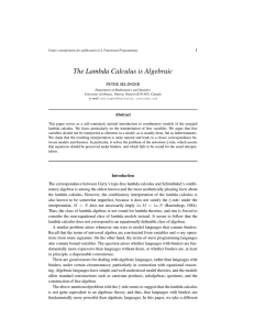 The Lambda Calculus is Algebraic - Department of Mathematics and