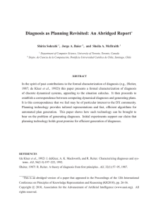 Diagnosis as Planning Revisited: An Abridged Report