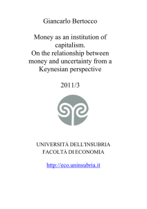 Giancarlo Bertocco Money as an institution of capitalism. On the