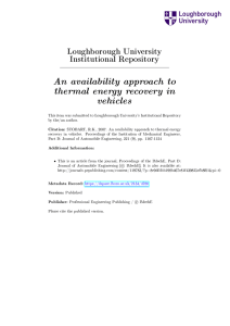 An availability approach to thermal energy recovery in vehicles