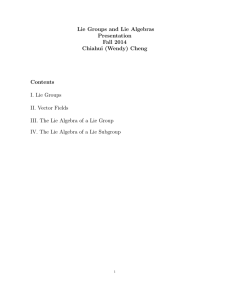 Lie Groups and Lie Algebras Presentation Fall 2014 Chiahui