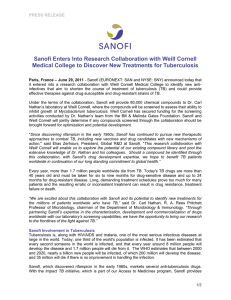 Sanofi Enters Into Research Collaboration with Weill Cornell