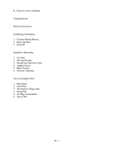 III - 1 II. Newton`s Laws of Motion Concept Review Warm