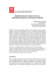 prospects for the future of the us healthcare industry