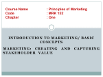 Course Name : Principles of Marketing Code : MRK 152 Semester