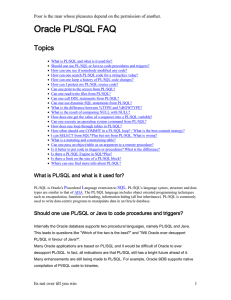 Oracle PL/SQL FAQ